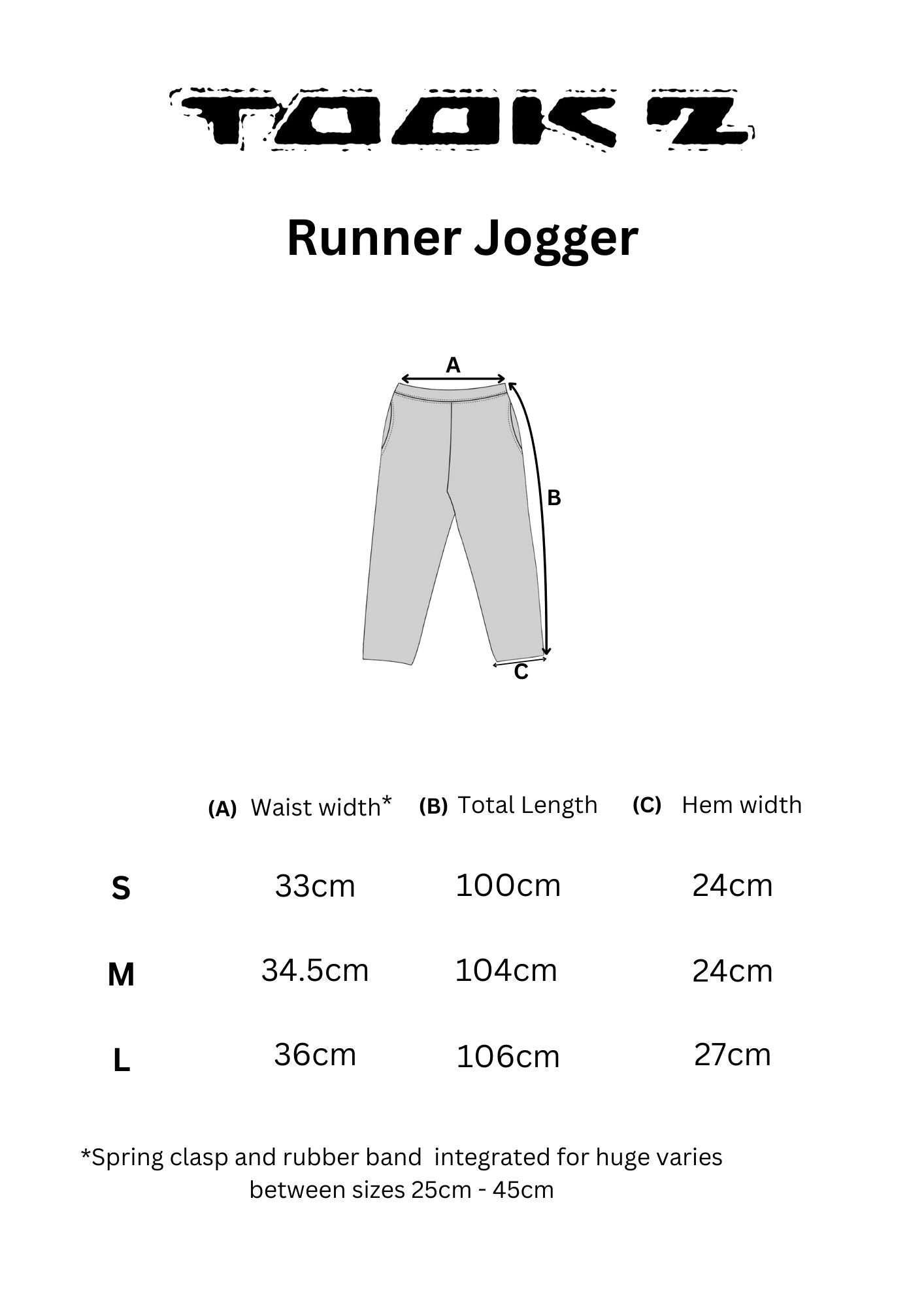 Runner Jogger – Size Guide
